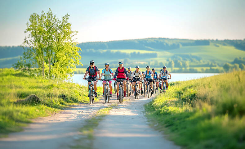 Radlergruppe unterwegs VELOVISTA Genuss-Radtour im Frühjahr 2025